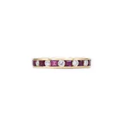 14 Karat Channel Set Diamond and Ruby Eternity Band