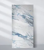 3D Calacatta Azur Marble UV Protected PVC Wall Panel - 4x8 ft, Fireproof & Waterproof, (32 sq. ft)