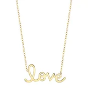 14K YELLOW GOLD PURE LOVE NECKLACE WITH HEART CHAIN (LENGTH 18XLS")