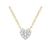 10K Yellow and White Gold Diamond Heart Pendant Necklace