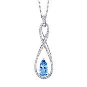 18K White Gold Aquamarine &amp; Diamond Pear Shape Pendant
