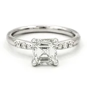 Estate Platinum Engagement Ring With 0.73 Carat Square Step Cut Diamond GIA – H SI1