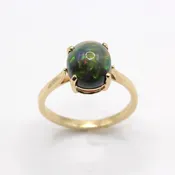 Ethiopian Smoked Black Opal 14k Yellow Gold Ring — Gallery of Gems & Minerals
