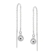 14k White Gold 7mm Bead Dangle Threader Earrings