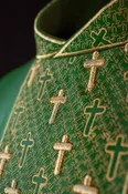 Chasuble with richly embroidered belt in green crosses