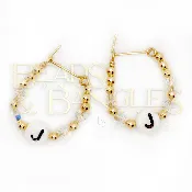 Small Swarovski &amp;amp; Gold Bead Earring w/ Personalized Initial