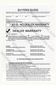 30 Day/1000 Mile 50% Warranty 3-Part Buyers Guide Plasticback (BGE-EZ16D)