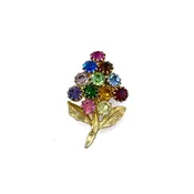 60s Vintage Rhinestone Flower Spray Brooch | Vintage
