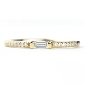 14k Yellow Gold Diamond Band with Baguette Center