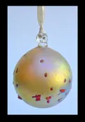 24 karat gold ornament with red spot design — Welcome to Santa Barbara Glassblowing Studio