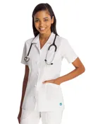 Adar Women's Lapel Collar Buttoned Scrub Top 2629