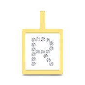 14K Gold Diamond Initial Letter Box Pendant