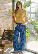 Aaron and Amber Brushed Stripe Denim Barrel Pants