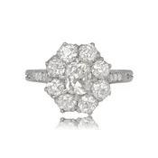 0.65ct Diamond and Cluster Platinum Rhone Ring