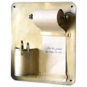Aged Brass Hanging Wall Mount Pencil Pen Holder Note Roll