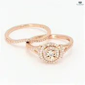10K Rose Gold Diamond Bridal  Ring Set| 0.50 CT TDW| 4.2 Grams| Size 7″-  R11991