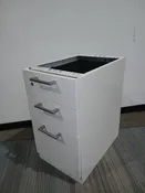 BBF White Steelcase Pedestal w/ Silver Chrome Handles (open)..- 27"H x 15"W x 23.5"D