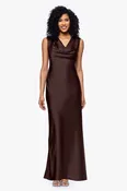 "Amberly" Satin Drape Neck Dress