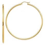 10K-Yellow Gold Hoop Earrings 3x60mm