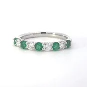 14 Karat White Gold alternating Emerald & Diamond "U" shape ring.