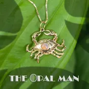 14K Yellow Gold Crab Pendant With One Mexican Opal – 424-00368