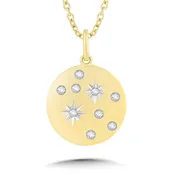 10K FLAT & ROUND TAILORED TAGS SCATTERED FLUSH-SET DIAMOND & STAR PENDANT-010-00295 — BBS Jewelers