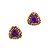 Alchemia Amethyst Trillion Rope Post Earrings