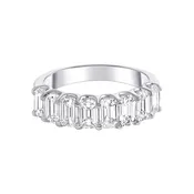 8 Stone Emerald Diamond Half Eternity Ring