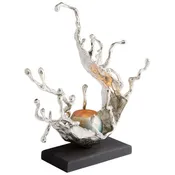 Aqueous Candleholder - Nickel And Blue Mist Glass