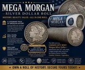 Mega Morgan Silver Dollar Roll — 20 Morgan Dollars with 1 Carson City Morgan