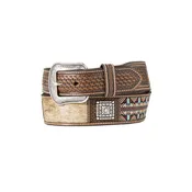 3D CALF HAIR EMBROIDERED AZTEC BELT