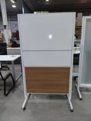 38.5″ Mobile Room Divider, Walnut/White