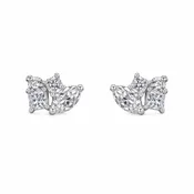 Diamond Cluster Stud Earrings White Gold
