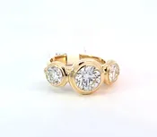 Gold 3 Plus Carat Lab-Grown Diamond Three-Stone Bezel Set Ring