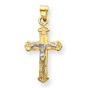 14KT Two-tone Gold Crucifix Cross Pendant C1394