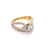 0.69ct Natural Diamond Marquise Pave Set Engagement Ring 14K Yellow Gold