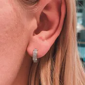 14K Triple Row Diamond Huggie Hoops