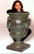 32″ Bronze Urn, With Lion and Women’s Faces