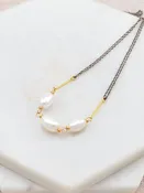 Triple Pearl Mixed Metal Necklace — Amy Olson Jewelry