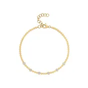 14KT GOLD DIAMOND BEZEL DISK BRACELET