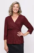 3/4 Sleeve Beaded Mesh Blouse