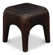 18" Molten Carved Wood Square Side Table
