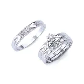 0.2 Carat Diamond Three-Piece High-Polish Wedding Ring in 14K White Gold