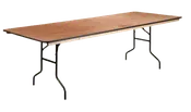 8ft Long Wood Tables — El Fieston Party Rentals
