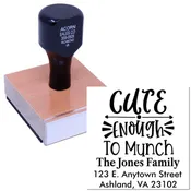 Adorable Snack Time Custom-Made Merry Christmas Stamp with Wood Handle