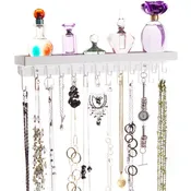 Wall Mount Necklace Holder Organizer Jewelry Storage Rack with Shelf, Schelon