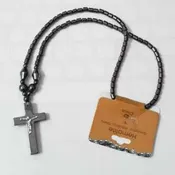 18″ Hematite Necklace W/ Cross