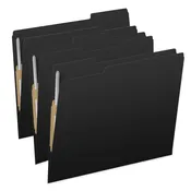 11 pt Black Folders, 1/3 Cut Top Tab – Assorted, 2″ Bonded Fastener on Inside Front and Back, Letter Size (Box of 50)