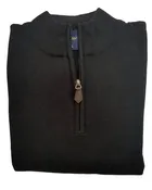 1/4 Zip Mock Sweater in Black Cotton Blend