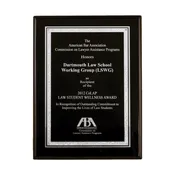 Black Piano Finish Plaque with Black & Silver Florentine Plate
